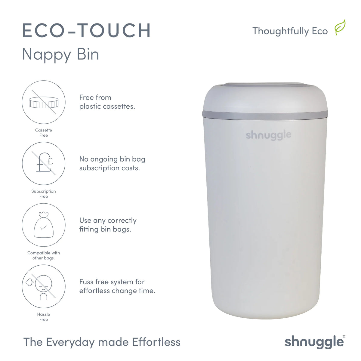 Shnuggle Eco-Touch Nappy Bin (2 Colors) | Diaper Bin
