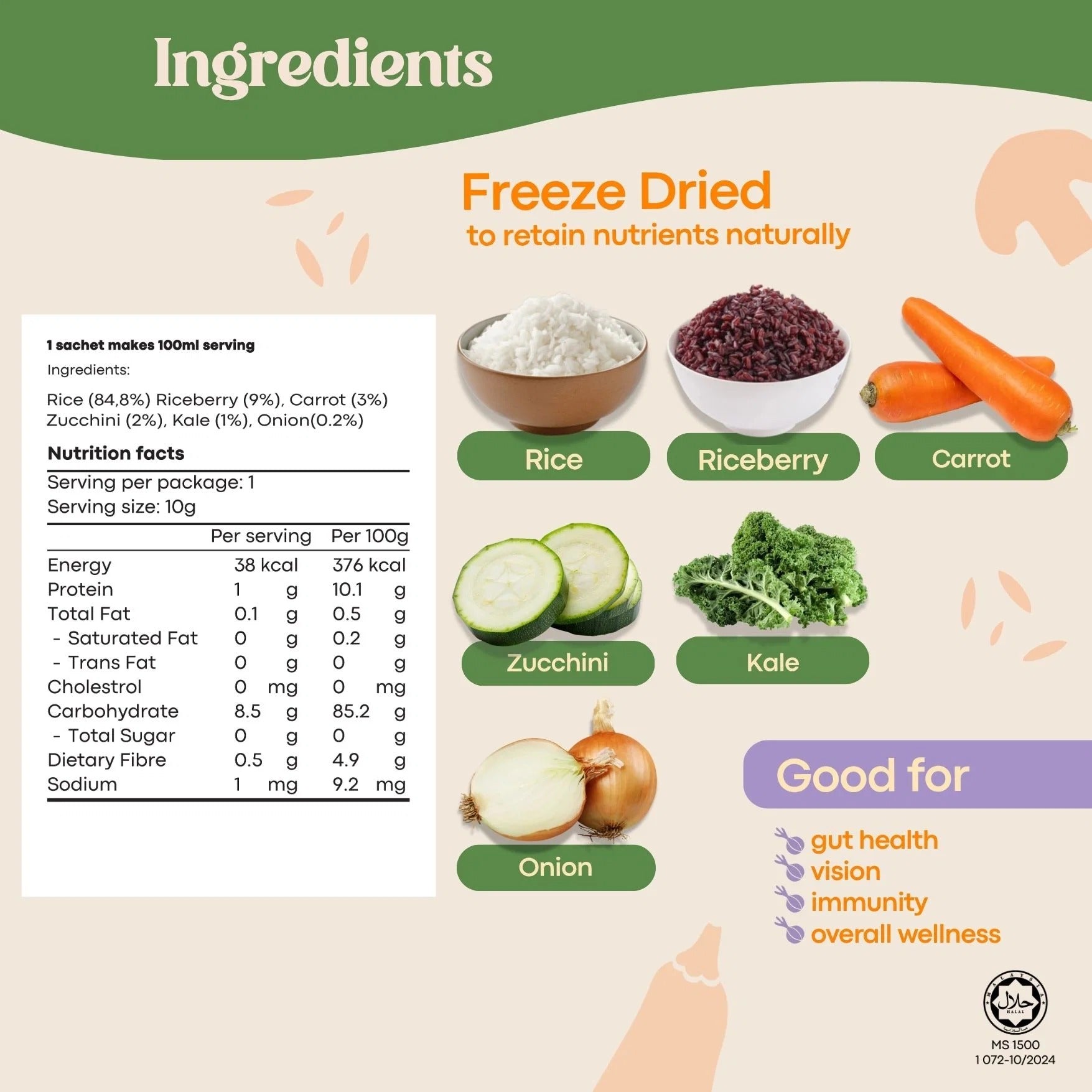 AVIA Berry Quick Porridge, 2pks/box - Zucchini & Kale (Exp 07/28) | SG Homemade