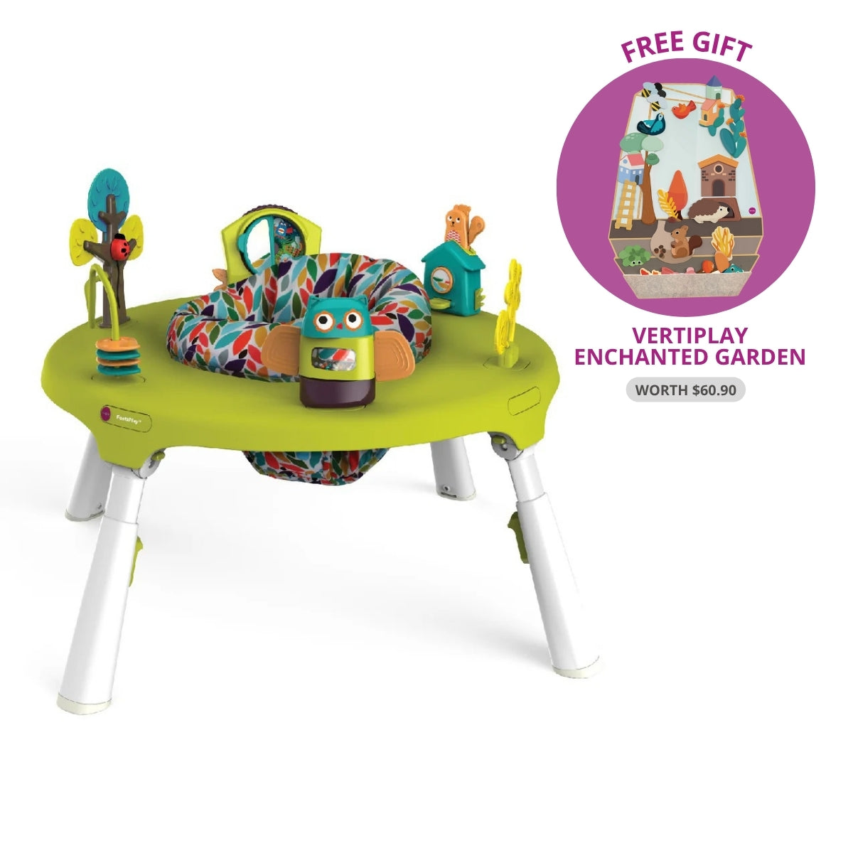 Oribel PortaPlay Activity Center, Forest Friends (2 Types) | Free Gift: Vertiplay Enchanted Garden (Worth $60.90)