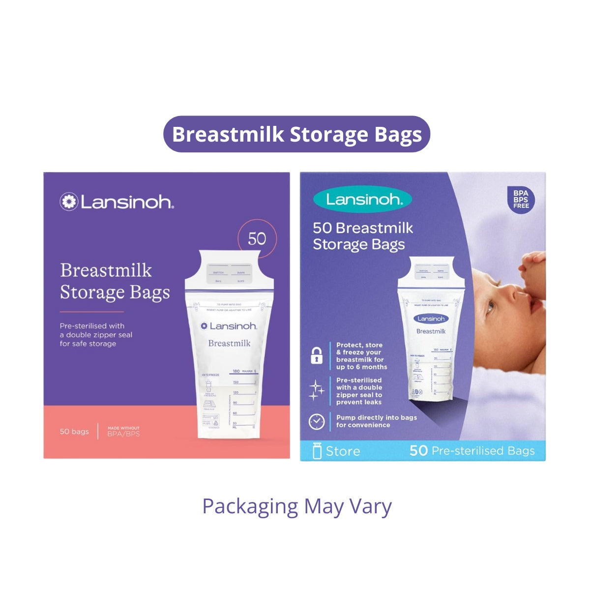 [2-pack] Lansinoh Breastmilk Storage Bags 6oz, 50pc (UK Version)