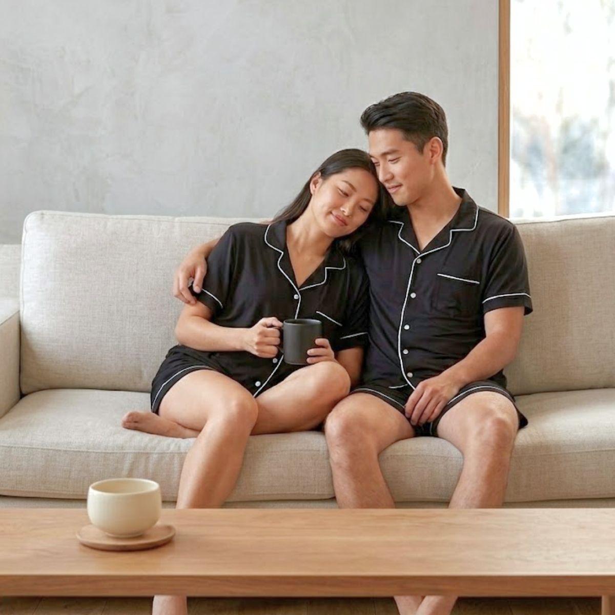 MPJ Alaise Men's Modal Pyjamas Short Set (2 Colors, 3 Sizes) - Pupsik Singapore
