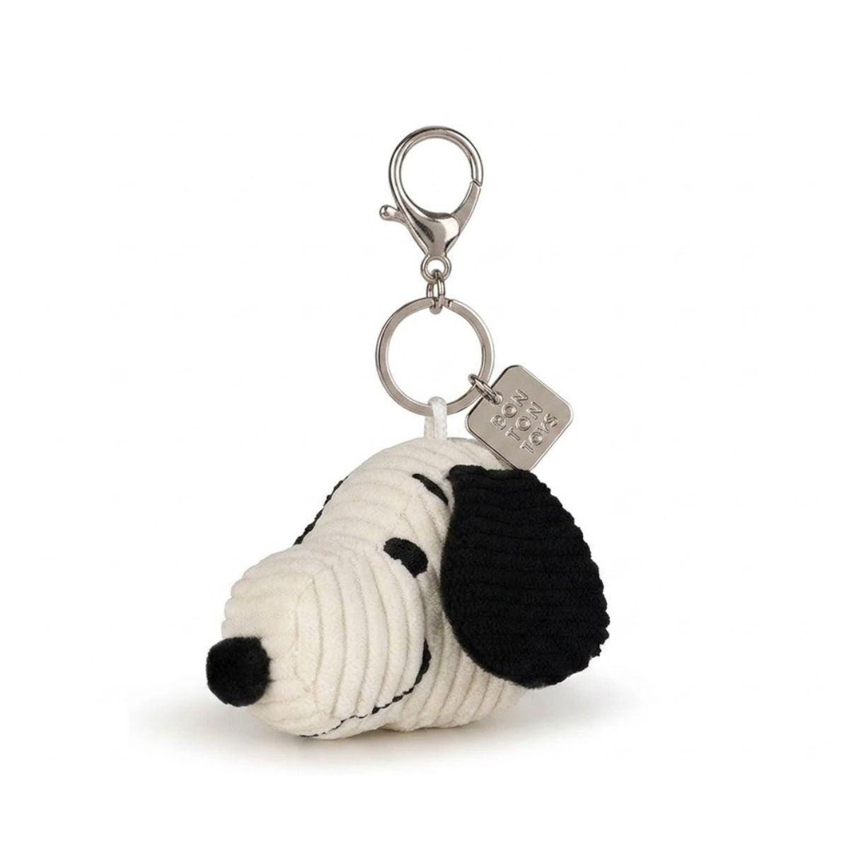 Peanuts Snoopy Head Corduroy Cream Plush Keychain (4.5cm) -  2 Types - Pupsik Singapore