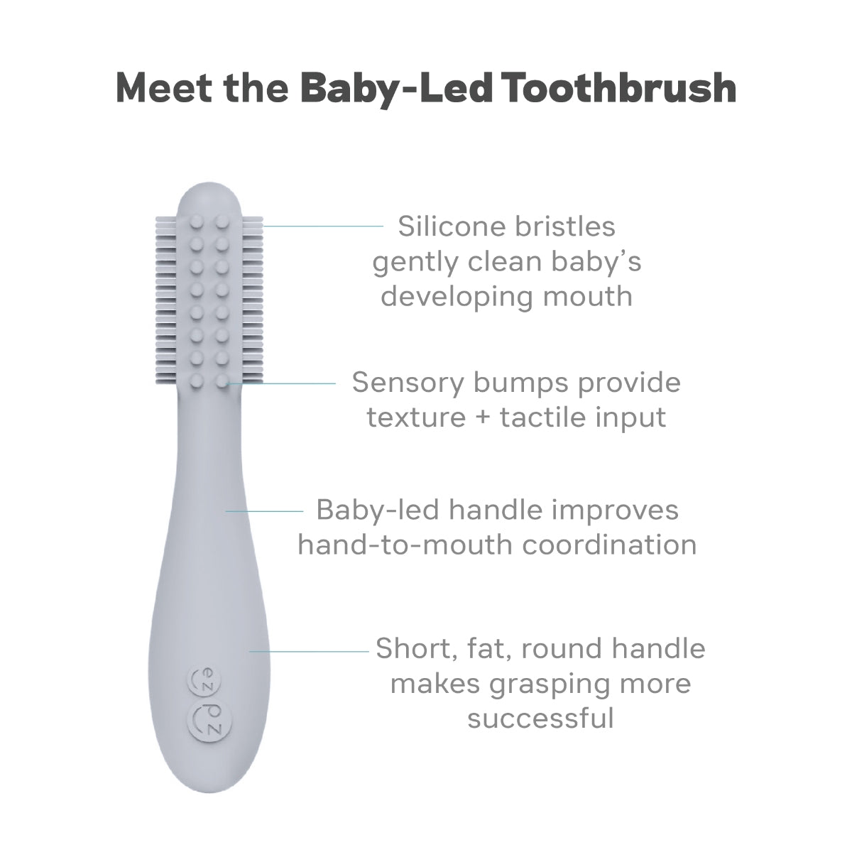 EzPz Baby-Led Toothbrush + Tongue Depressor, Dual Pack (4 Colors)