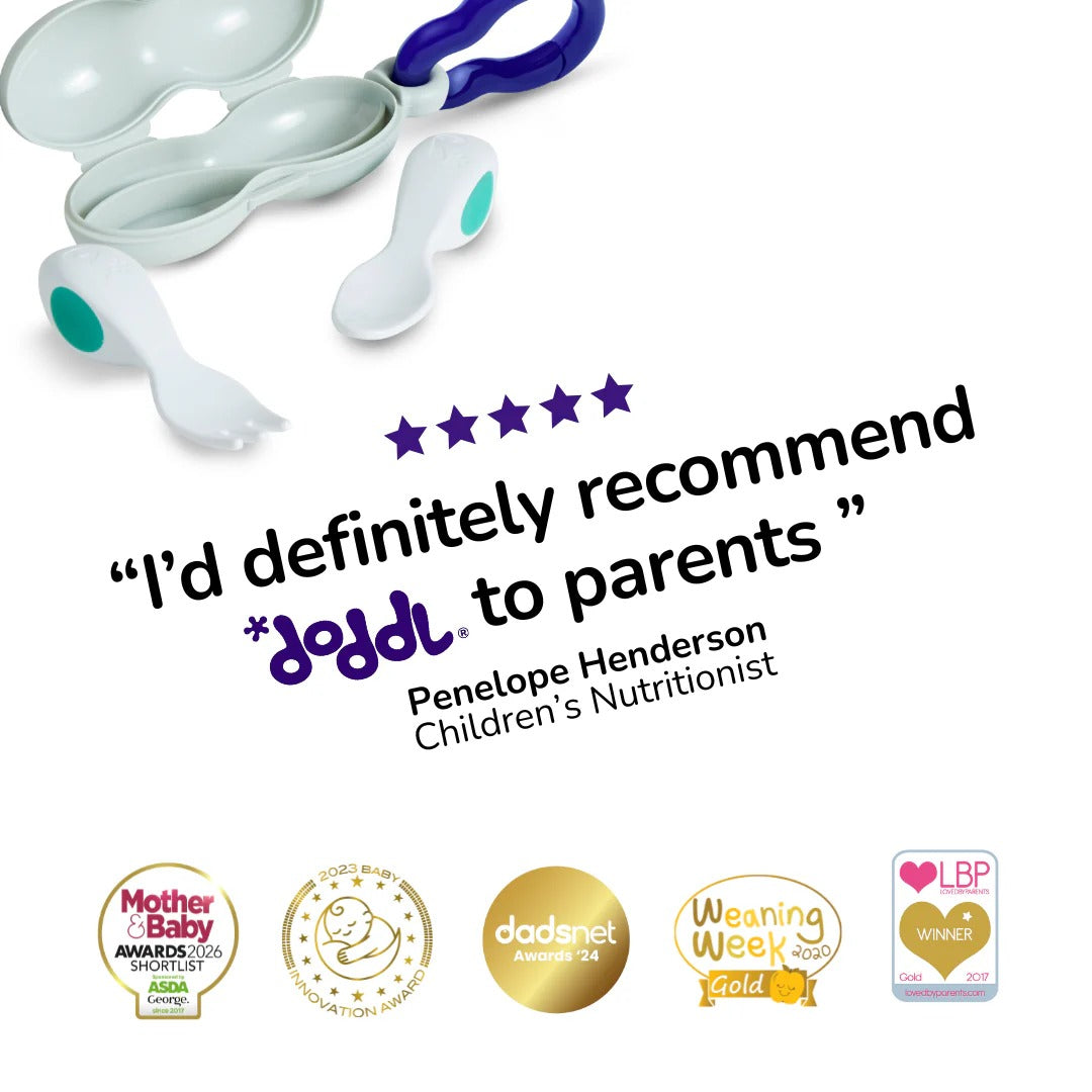 Doddl Baby Fork & Spoon Cutlery Set with Case (6M+) - Dusky Rose