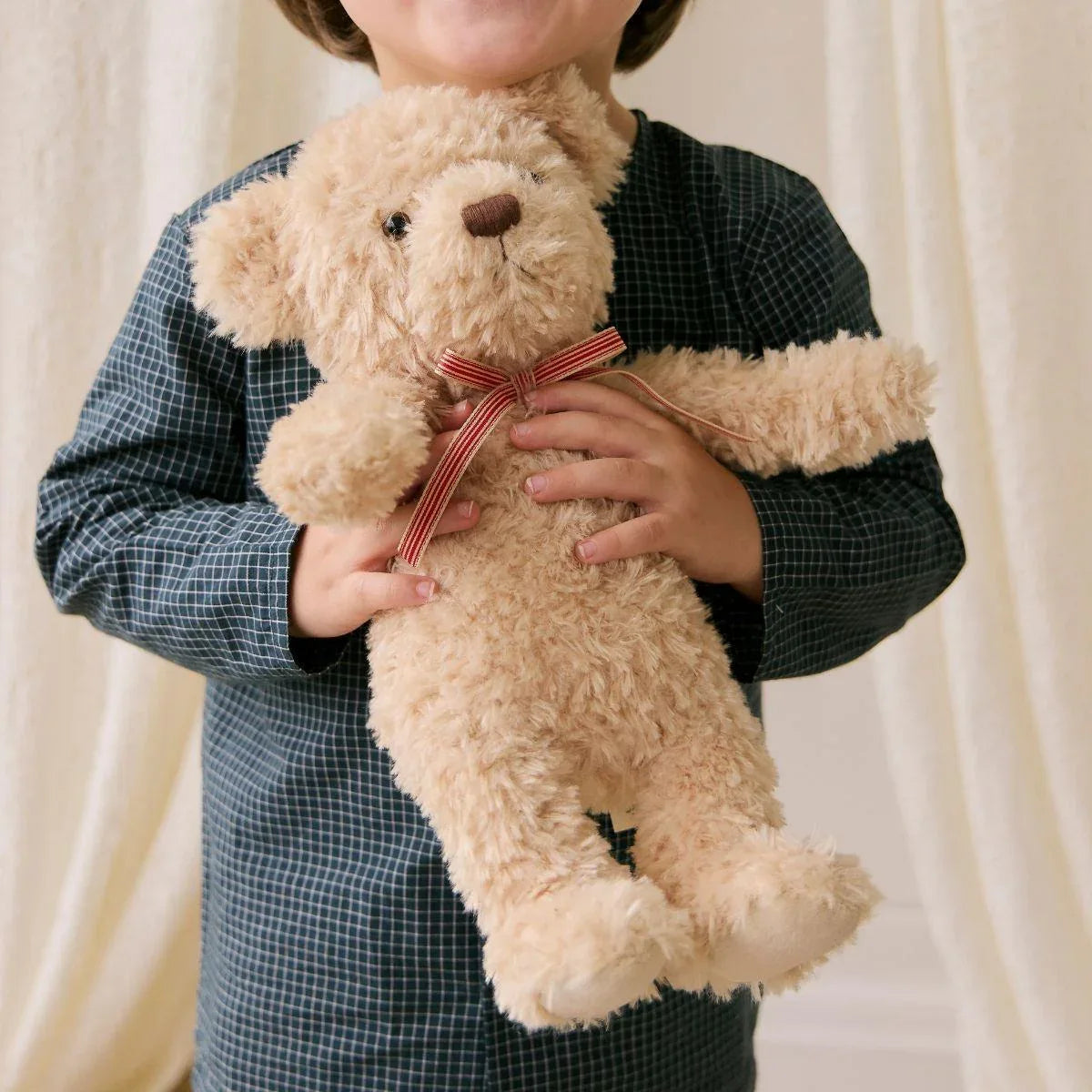 Snuggle Bunnies Arthur The Bear with Red Stripe Bow Soft Toy