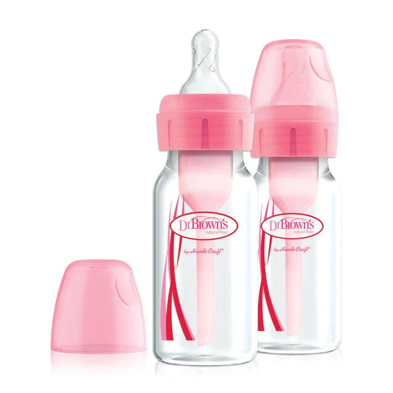 Dr. Brown's Options+ Narrow-Neck PP Baby Bottles, 4oz/120ml (4 Types) | 2/3pk - Various Designs
