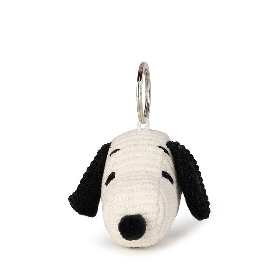 Peanuts Snoopy Head Corduroy Cream Plush Keychain (4.5cm) - Pupsik Singapore