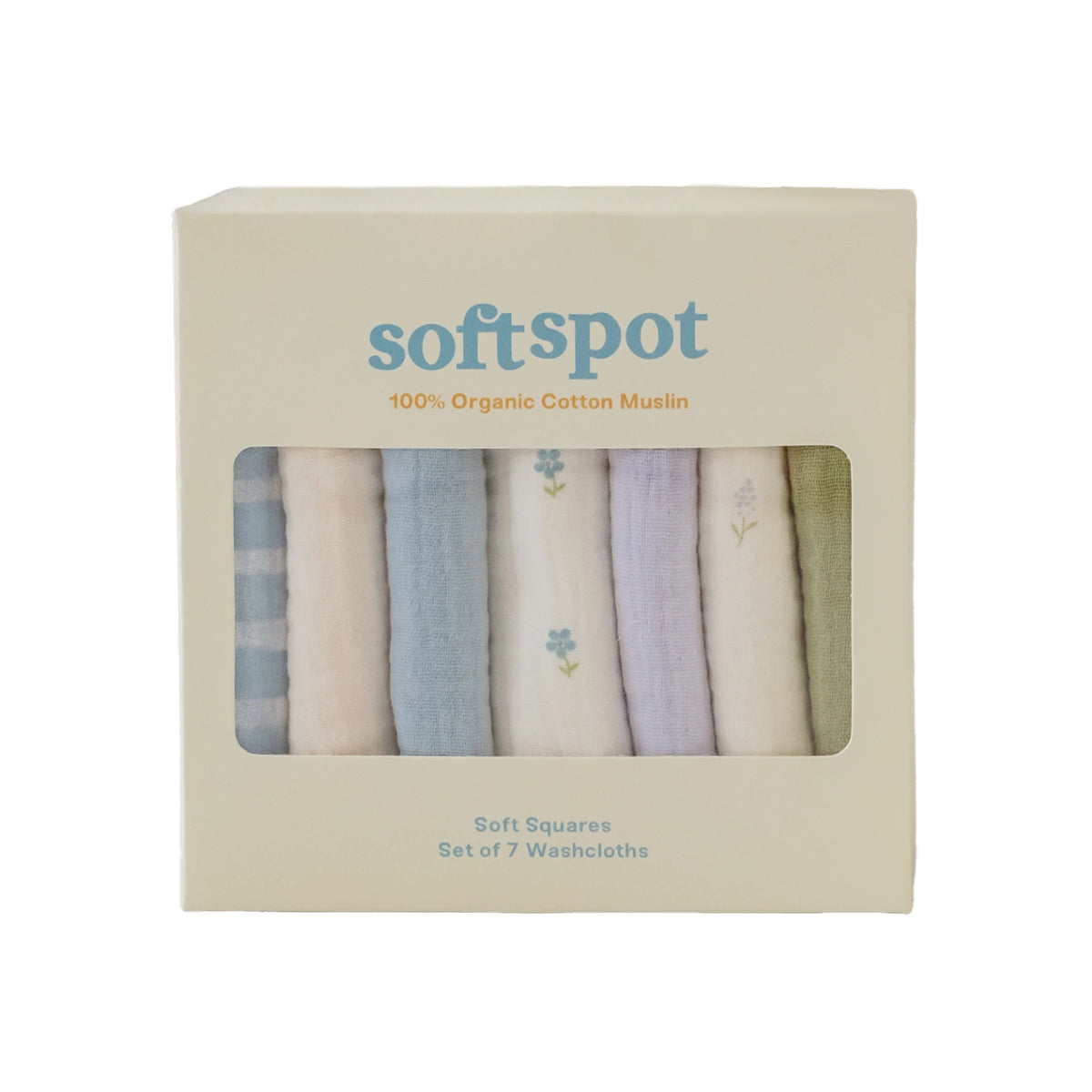 Soft Spot Squares Wash Cloth Set, 7pcs (6 Designs)