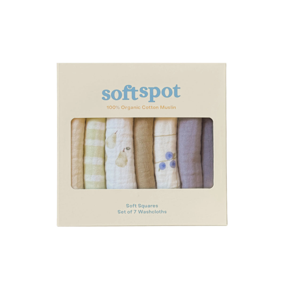 Soft Spot Squares Wash Cloth Set, 7pcs (6 Designs)