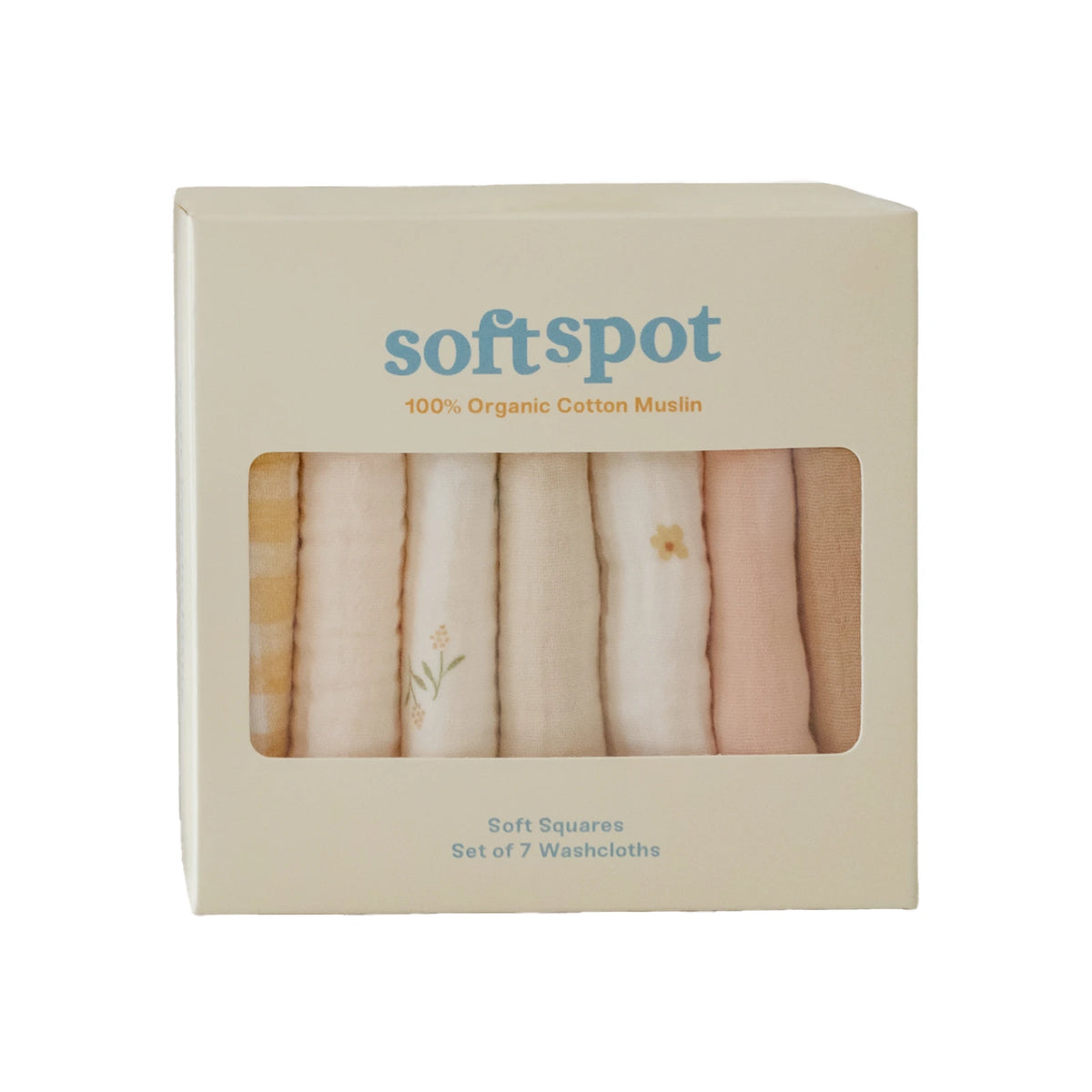 Soft Spot Squares Wash Cloth Set, 7pcs (6 Designs)