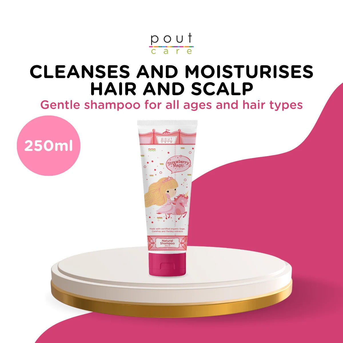pout Care Strawberry Magic Natural Shampoo, 250ml (Exp 06/29)