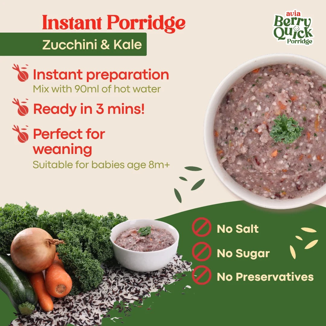 AVIA Berry Quick Porridge, 2pks/box - Zucchini & Kale (Exp 07/28) | SG Homemade