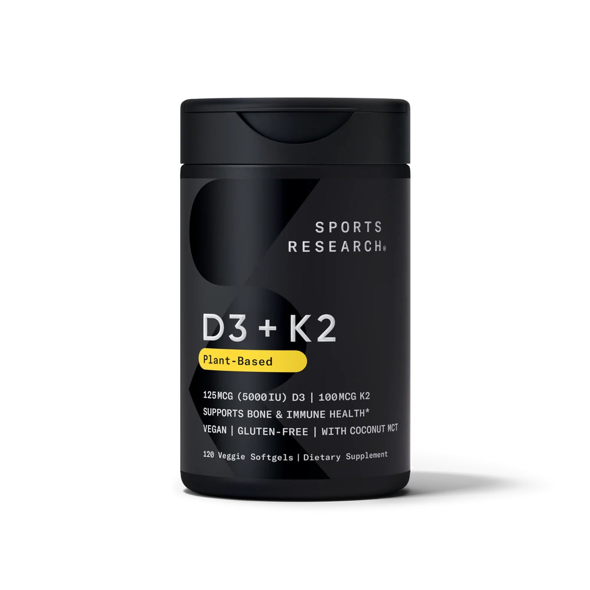 Sports Research Plant-based Vitamin D3 + K2 Soft Gels (2 Sizes)