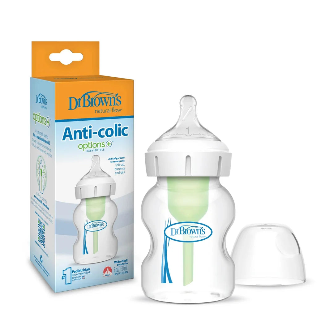 Dr. Brown's Options+ Wide-Neck PP Baby Bottles, 5oz/150ml (7 Types) | 1/2/3pk - Various Designs