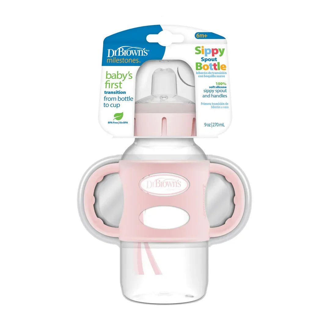 Dr. Brown's Milestones Narrow/Wide-Neck Sippy Spout Bottle with Silicone Handles (9 Types)