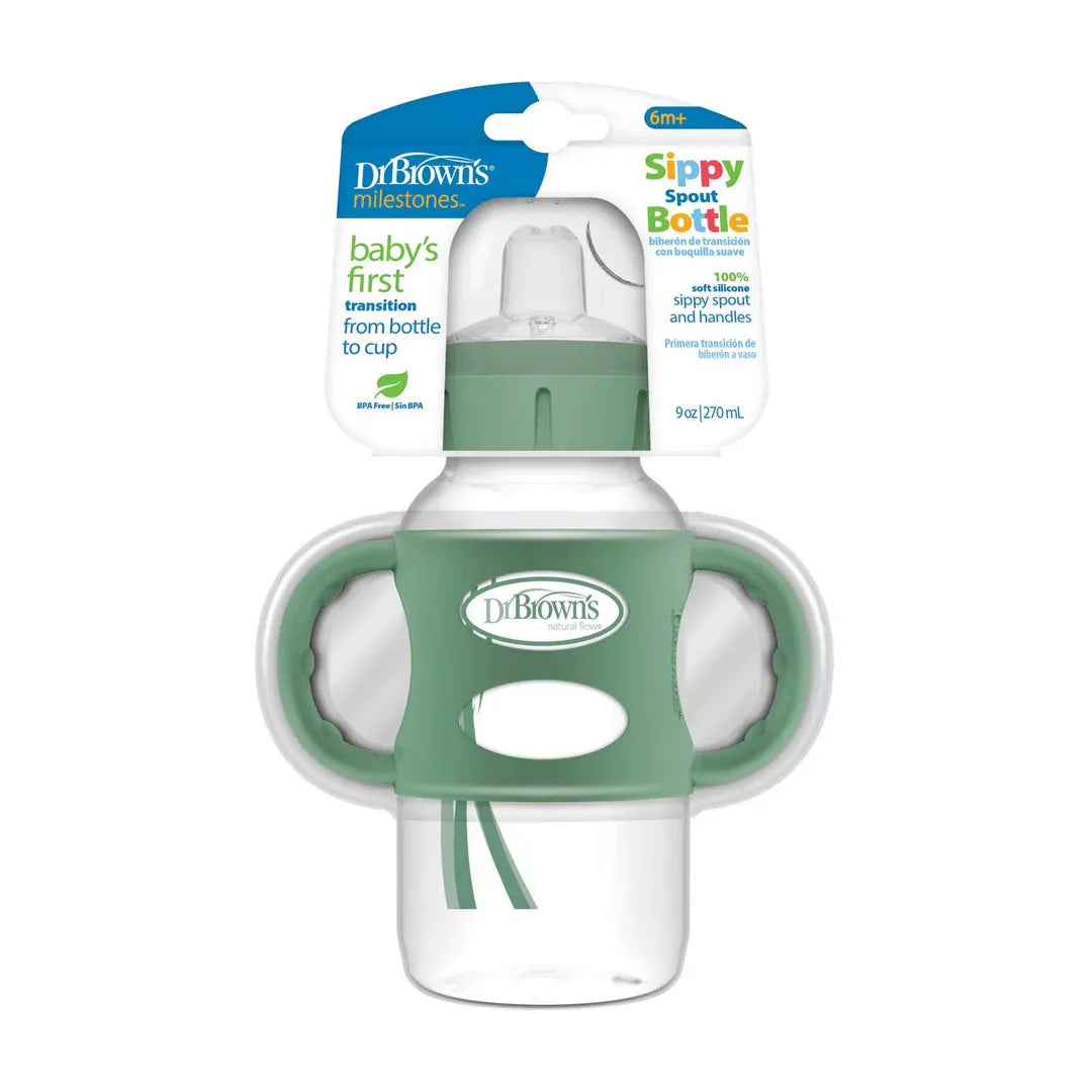 Dr. Brown's Milestones Narrow/Wide-Neck Sippy Spout Bottle with Silicone Handles (9 Types)