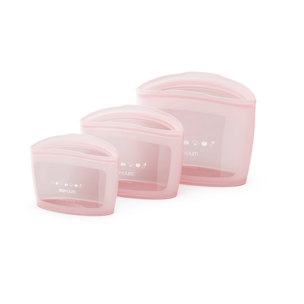 Moyuum Standing Silicone Zipper Bag, Set of 3 (3 Colors)
