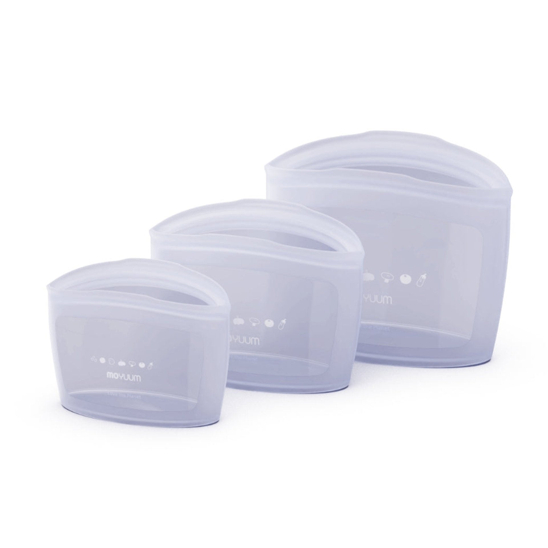 Moyuum Standing Silicone Zipper Bag, Set of 3 (3 Colors)