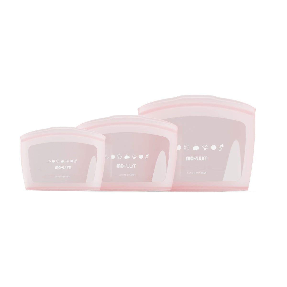 Moyuum Standing Silicone Zipper Bag, Set of 3 (3 Colors)