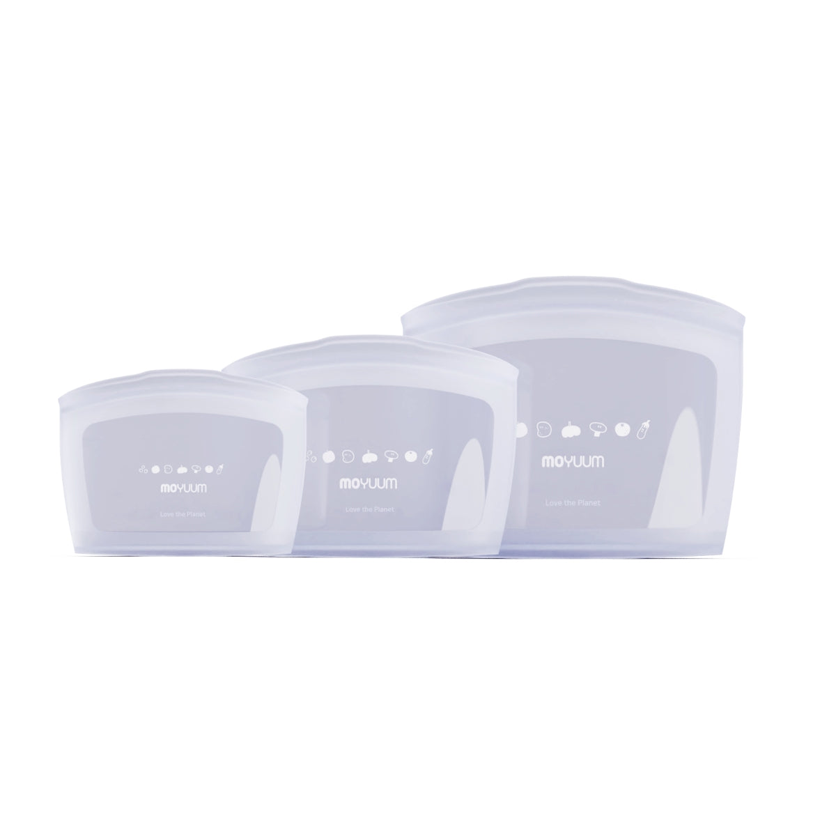 Moyuum Standing Silicone Zipper Bag, Set of 3 (3 Colors)