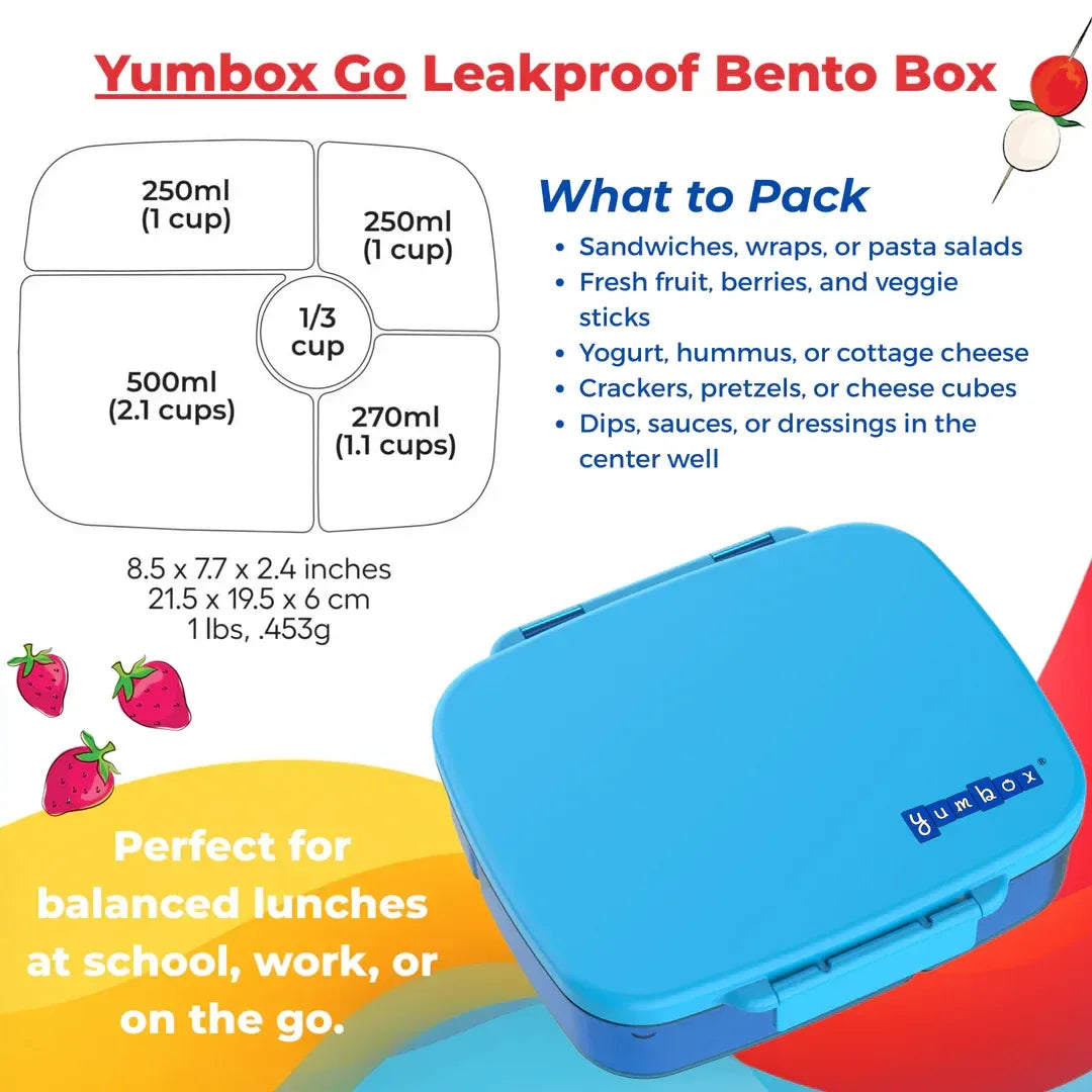 Yumbox Go 5-Compartment Leakproof Bento Box (6 Colors) - Pupsik Singapore
