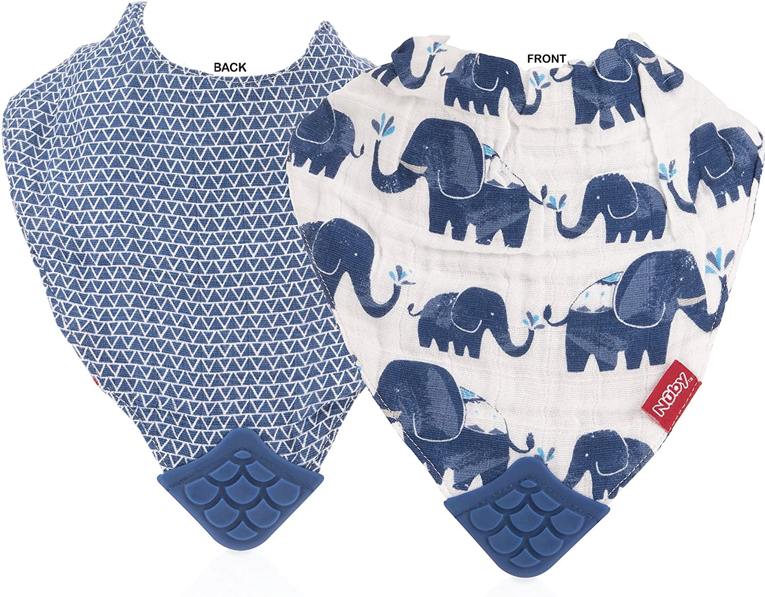 Nuby Muslin Bandana Bib w/ Teether, 3pk (3 Designs) - Pupsik Singapore
