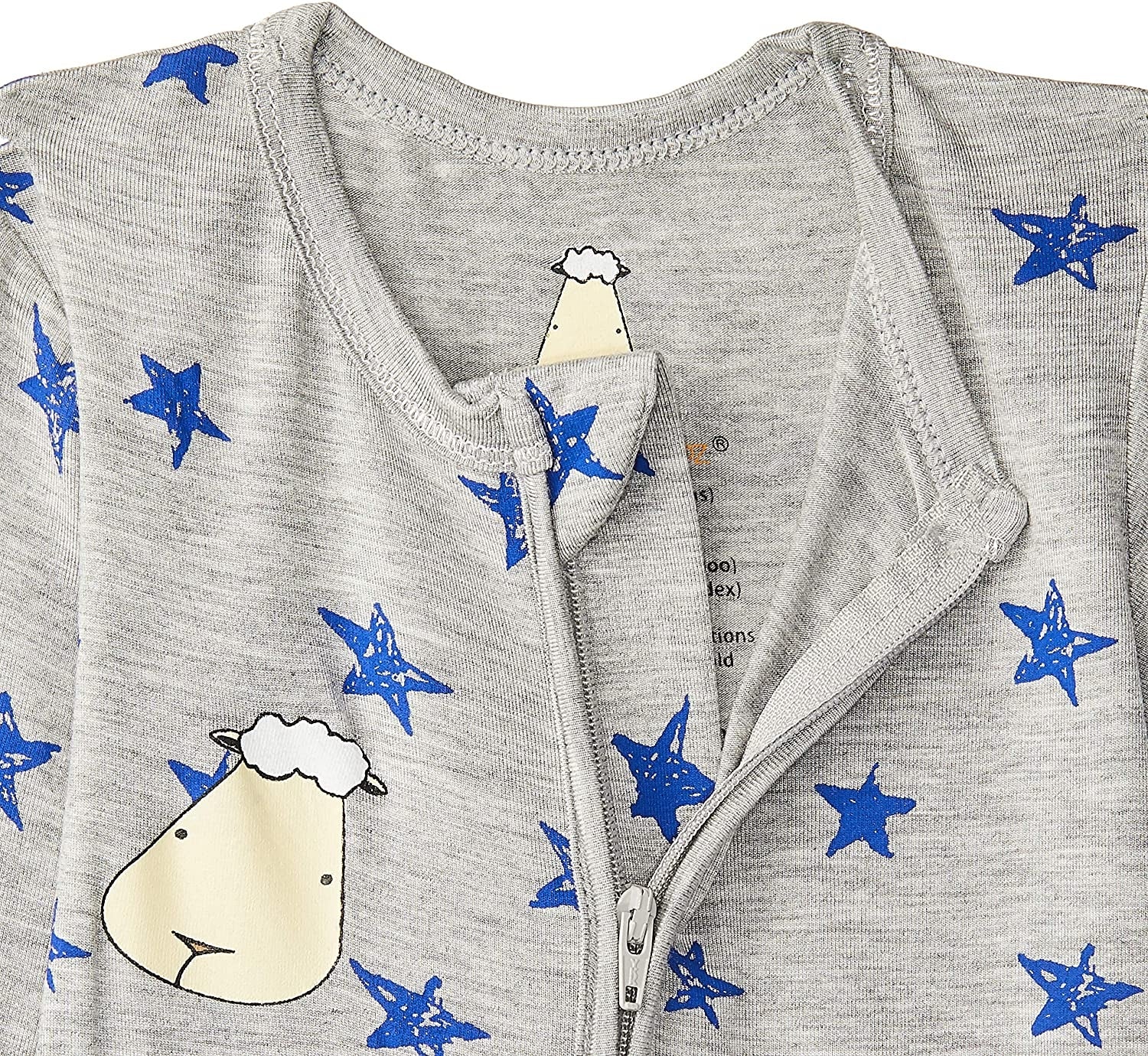 Baa Baa Sheepz Baby Zip Romper - Blue Star Grey