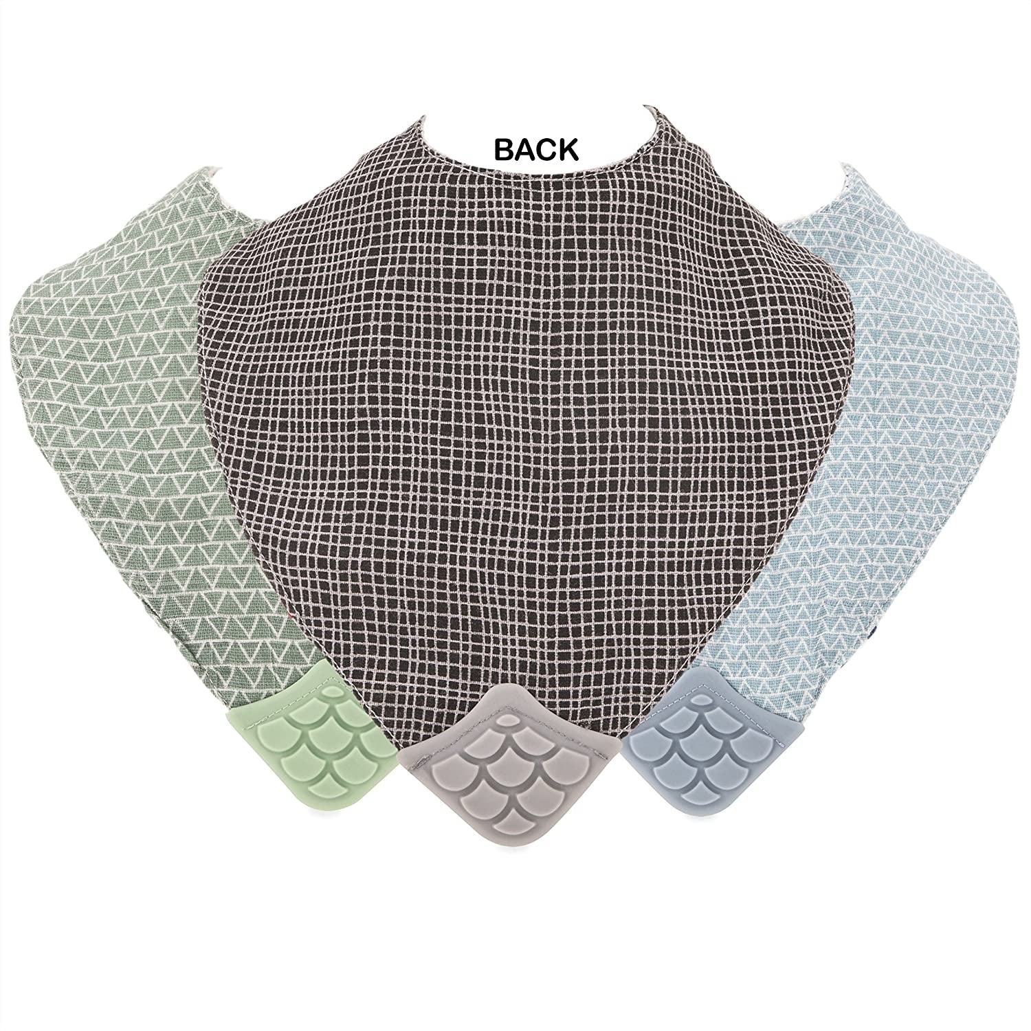 Nuby Muslin Bandana Bib w/ Teether, 3pk (3 Designs) - Pupsik Singapore