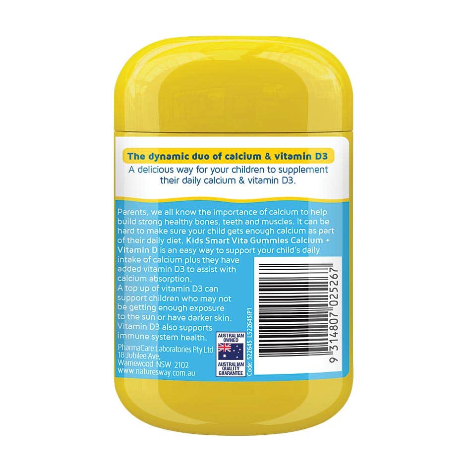 Nature's Way Kids Smart Vita Gummies Calcium + Vitamin D, 60s (Exp 04/26)