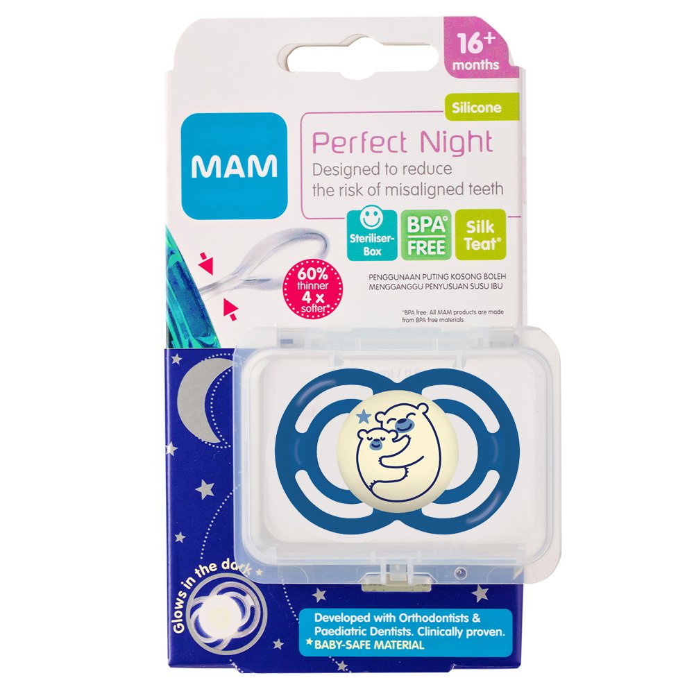 MAM Perfect Night Pacifier with Case, 16M+ (3 Assorted Designs) - Pupsik Singapore