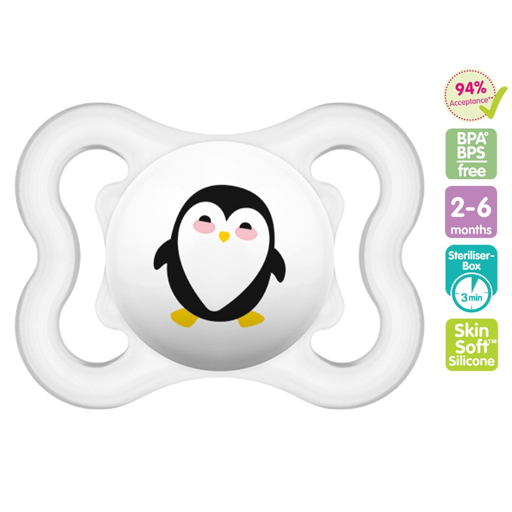 MAM Supreme Pacifier with Case, 2-6M - 3 Assorted Designs