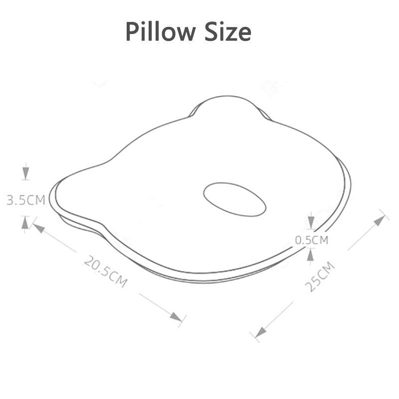MPJ Bear Memory Foam Baby Flat Head Pillow w/ Removable Cover (3 Colours)