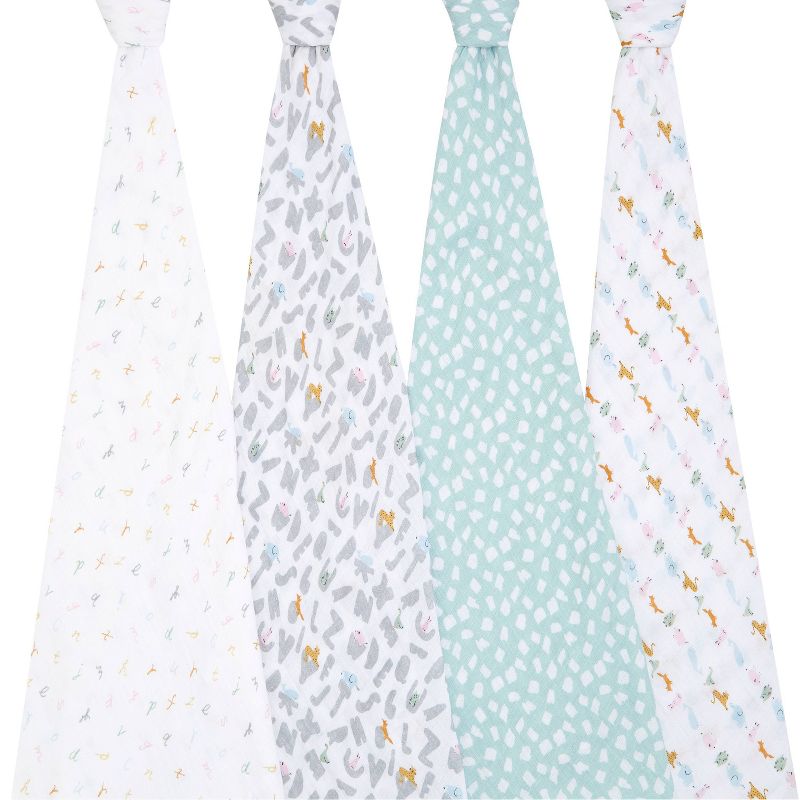 Aden Anais Essentials Muslin Cotton Swaddle (44 x 44 in), 4pk (31 Designs) - Pupsik Singapore