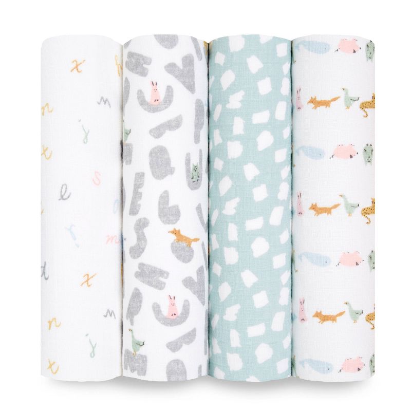 Aden Anais Essentials Muslin Cotton Swaddle (44 x 44 in), 4pk (32 Designs)
