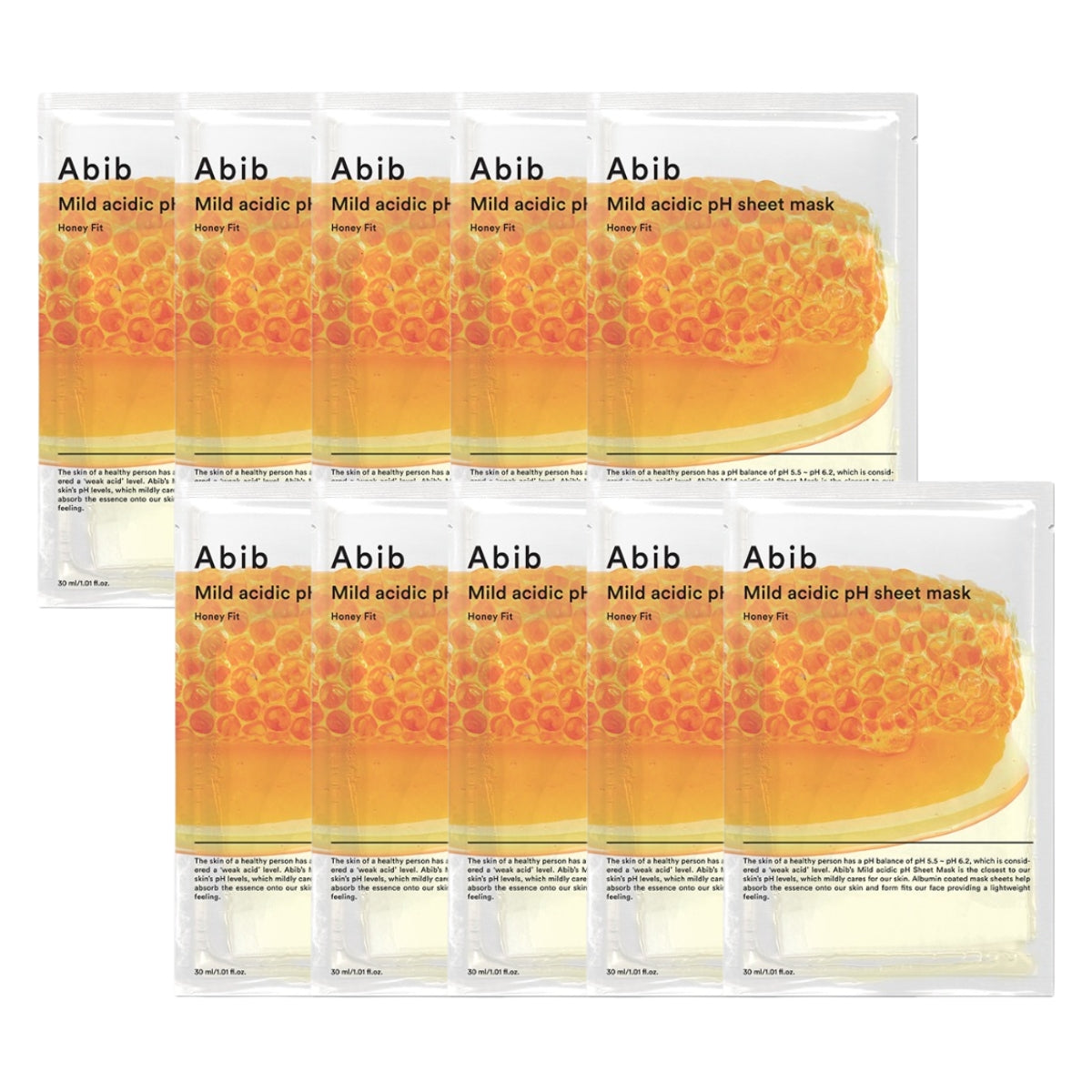 Abib Mild Acidic pH Sheet Mask Honey Fit, Box of 10 (Exp 10/27)