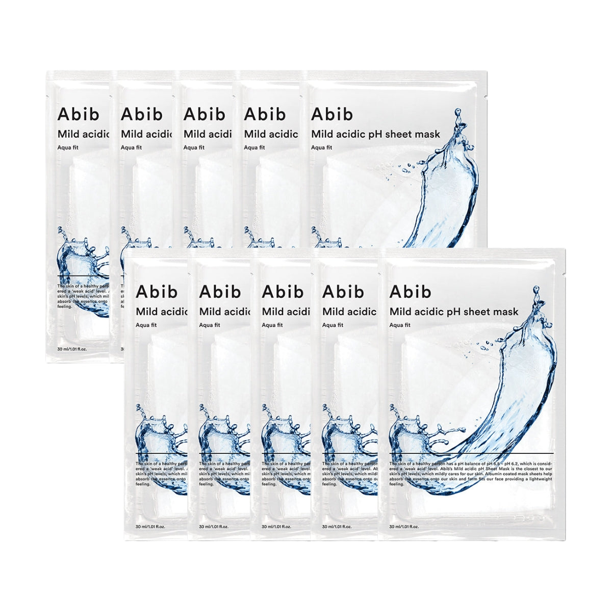 Abib Mild Acidic pH Sheet Mask Aqua Fit, Box of 10 (Exp 10/27)