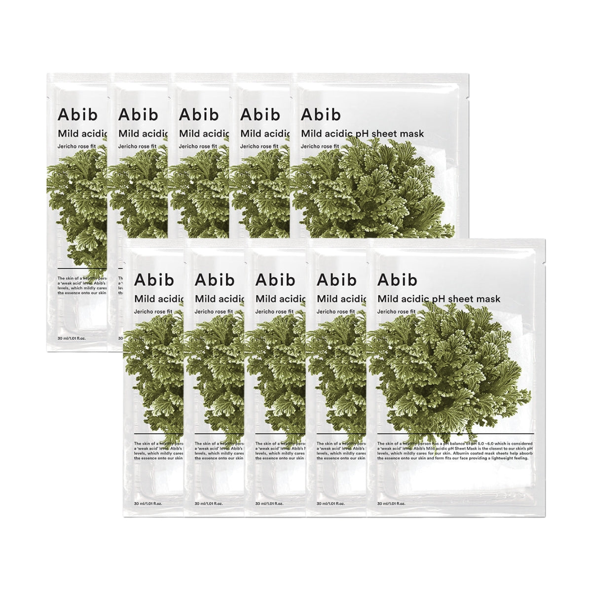 Abib Mild Acidic pH Sheet Mask Jericho Rose Fit, Box of 10 (Exp 10/27)