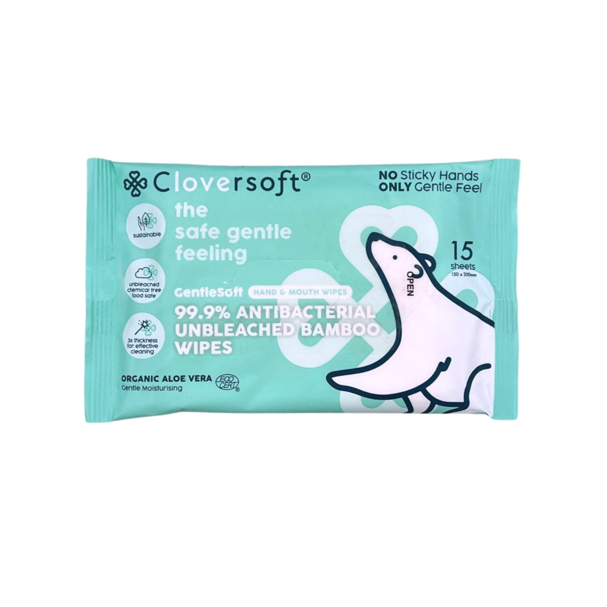 Cloversoft Plant-Based Unbleached Bamboo Organic Antibacterial Wipes  (10x15=150 sheets) - Exp 10/27