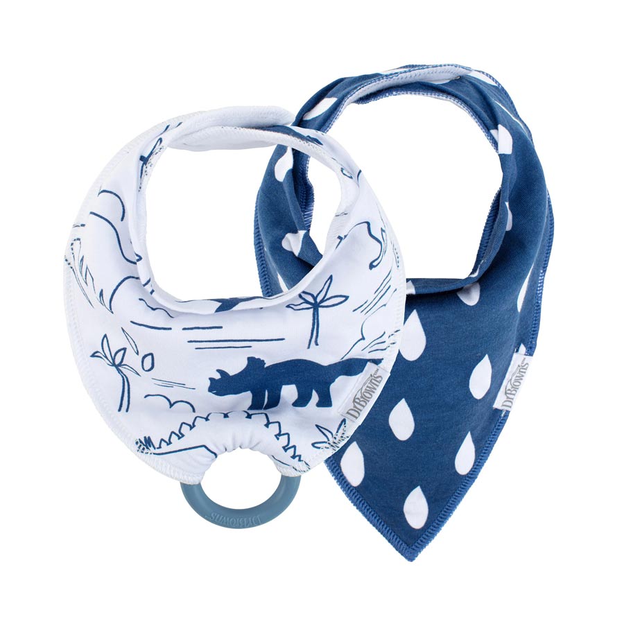 Dr Brown's Bandana Bib with Snap-On Teether, 2pk (3 Designs) - Pupsik Singapore