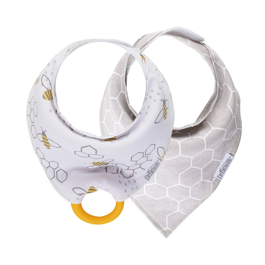 Dr Brown's Bandana Bib with Snap-On Teether, 2pk (3 Designs) - Pupsik Singapore