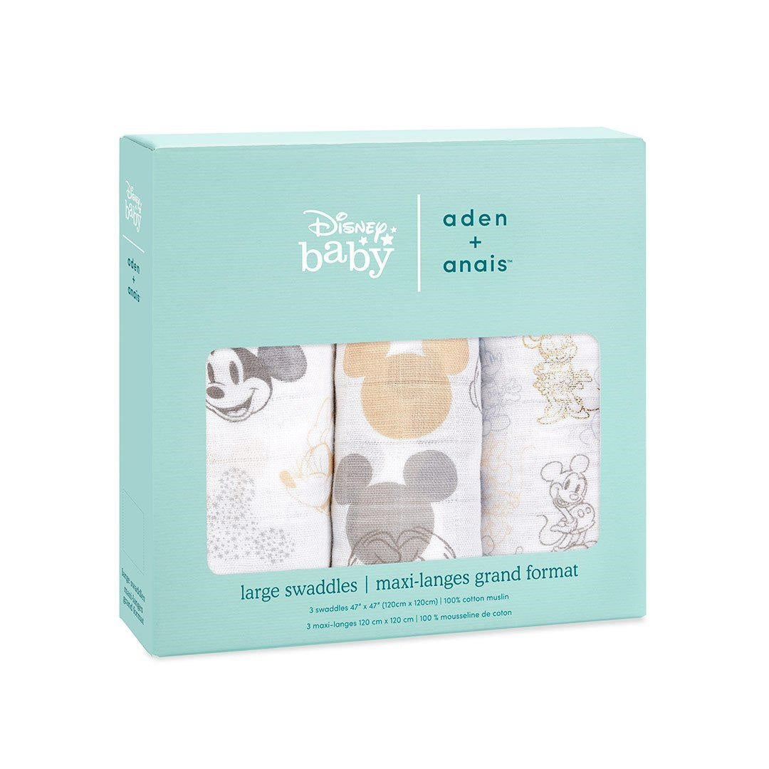 Aden Anais Classic Muslin Cotton Swaddle (47 x 47 in), 3pk - Mickey & Minnie