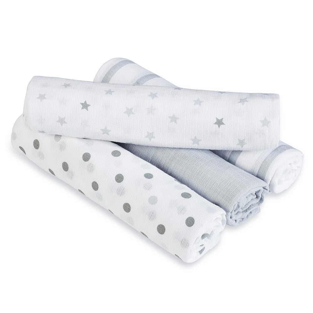 Aden Anais Essentials Muslin Cotton Swaddle (44 x 44 in), 4pk (31 Designs) - Pupsik Singapore