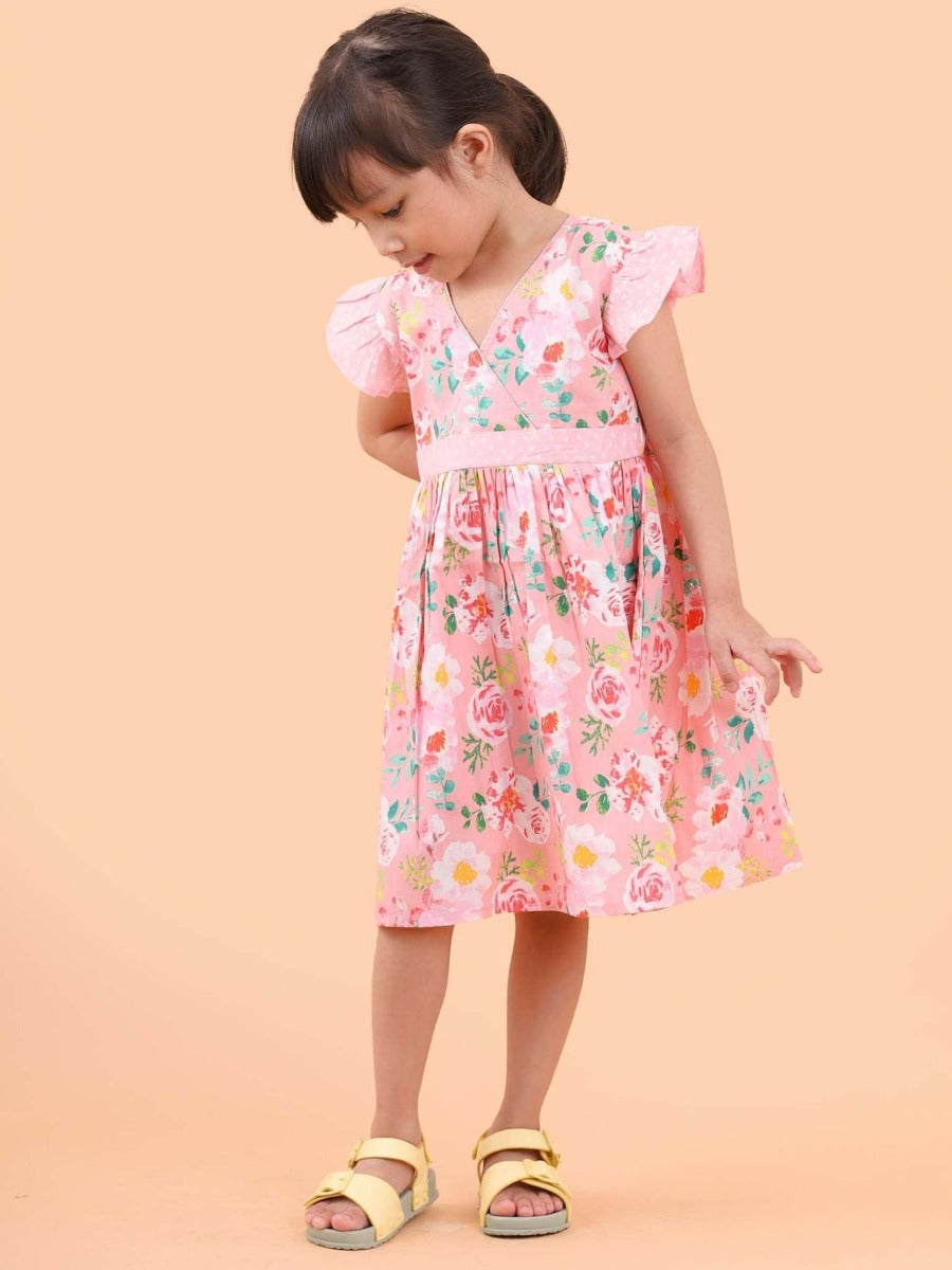 Oobi Adriana Pink Watercolor Dress