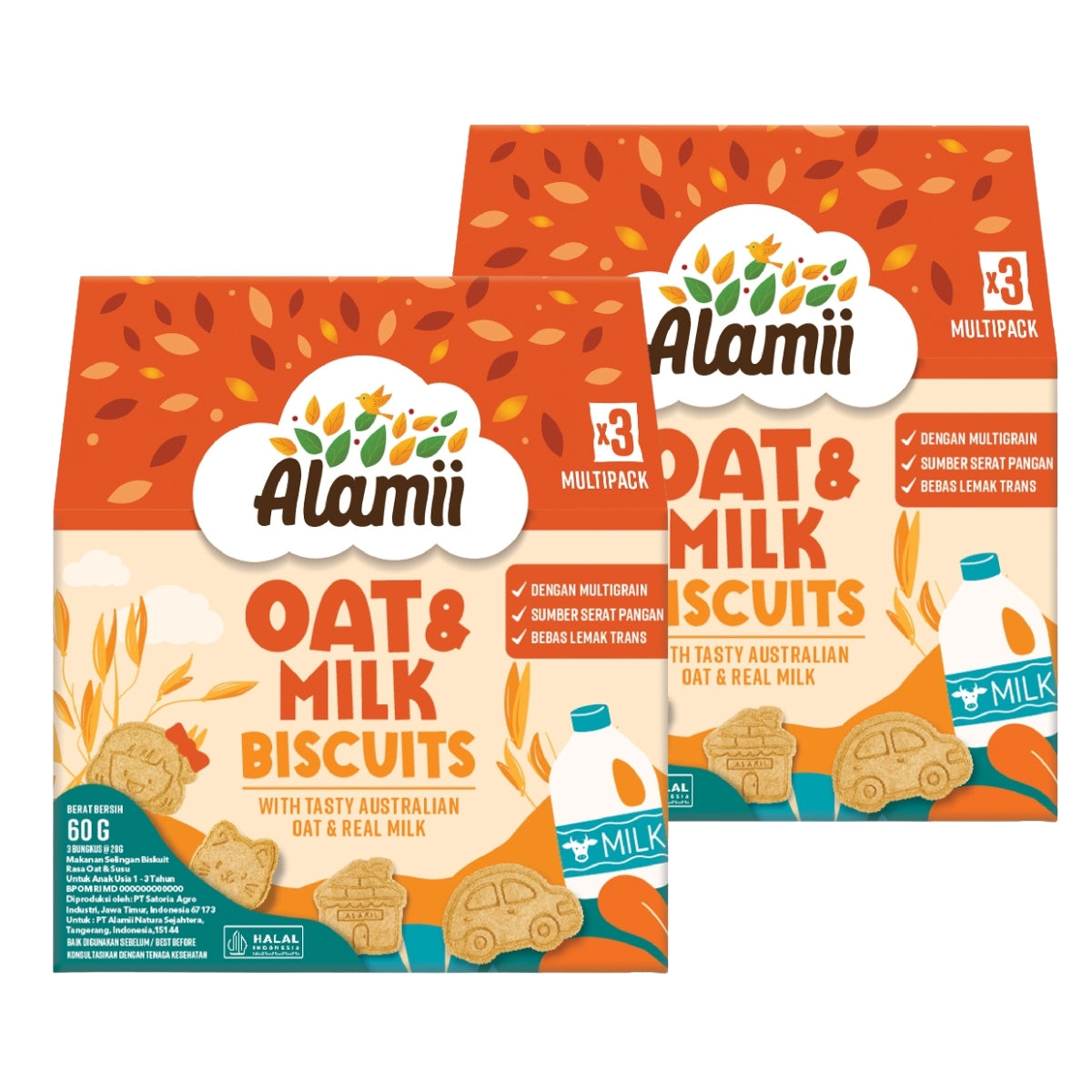 Alamii Multigrain Biscuits Oat & Milk, 60g x 2pk (Exp 03/26)