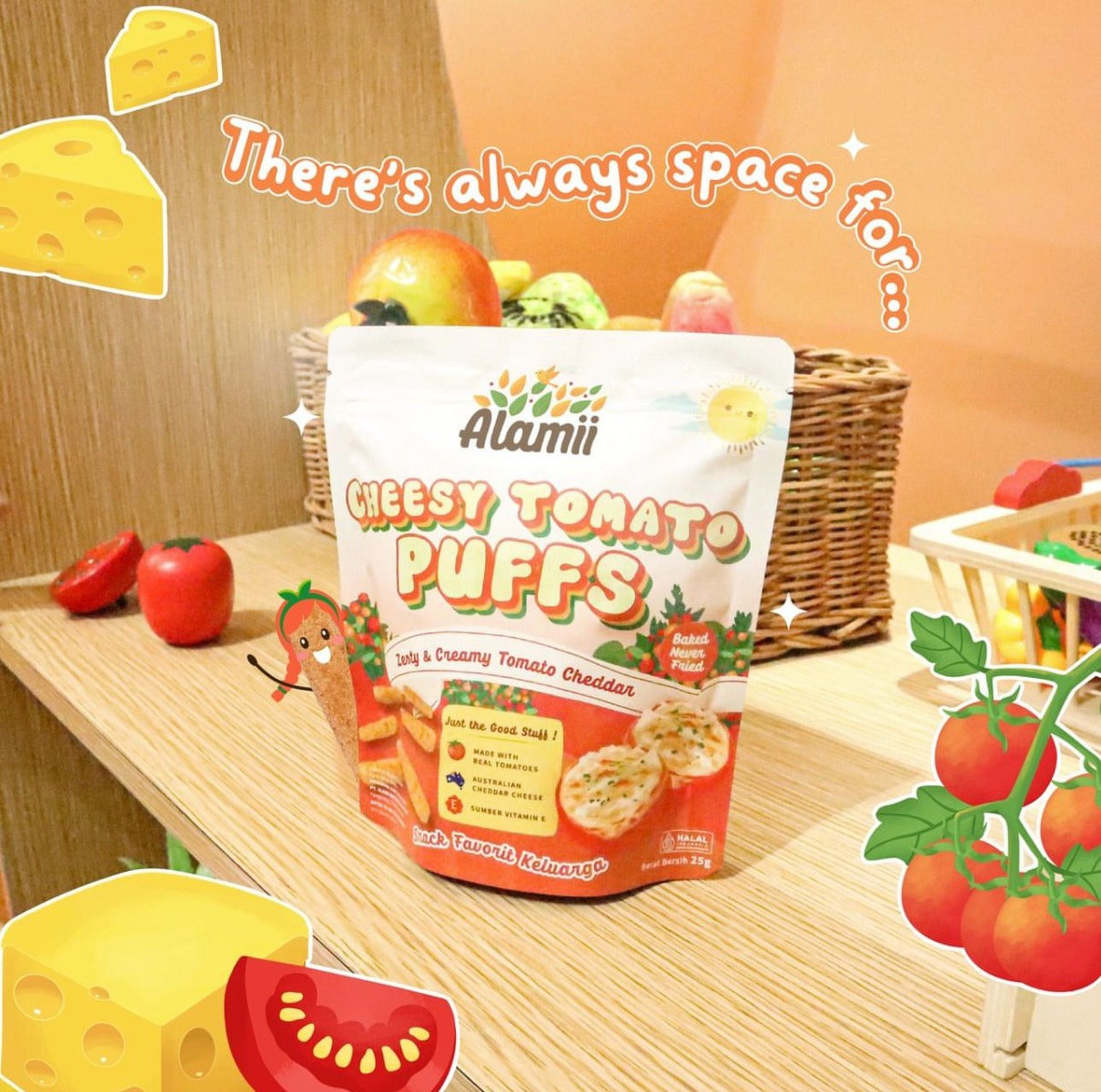 Alamii Cheesy Tomato Puffs, 25g x 2pk (Exp 02/26)