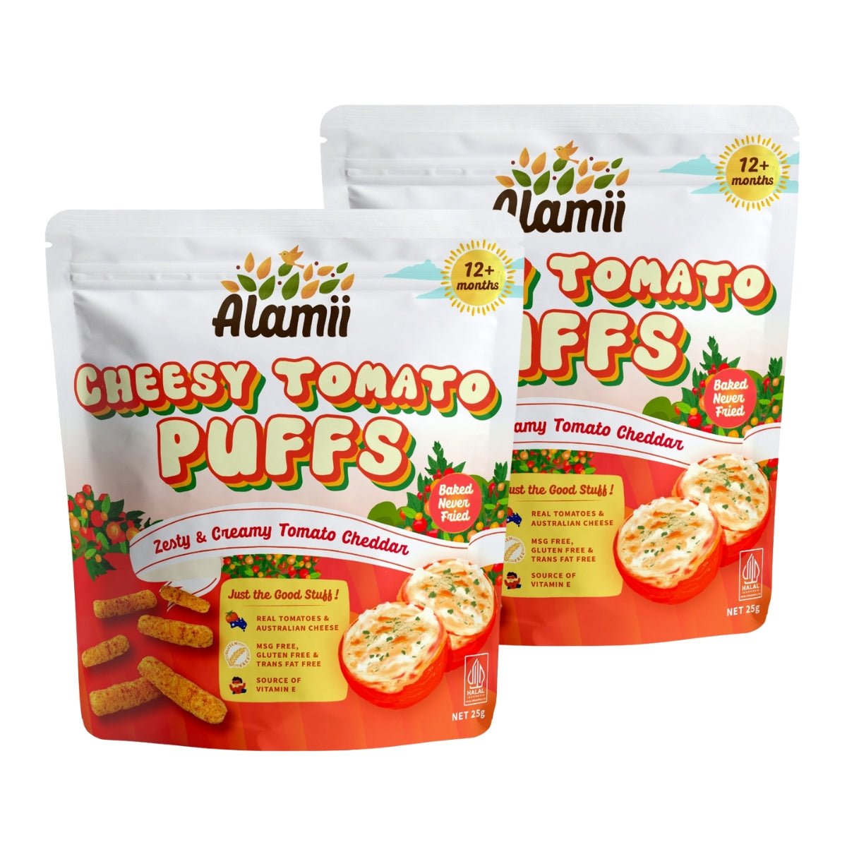 Alamii Cheesy Tomato Puffs, 25g x 2pk (Exp 02/26)