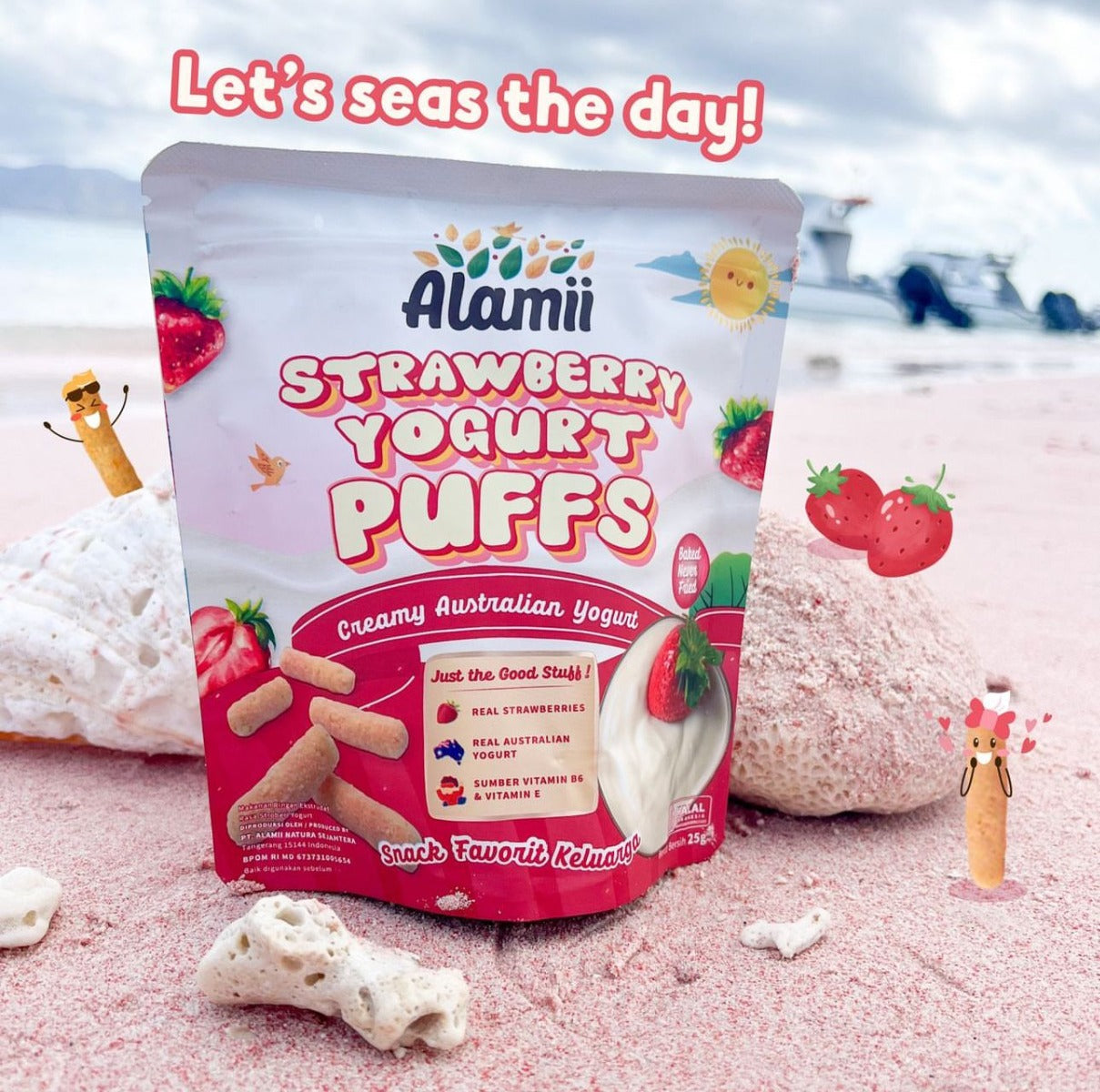 Alamii Strawberry Yogurt Puffs, 25g x 2pk (Exp 02/26)