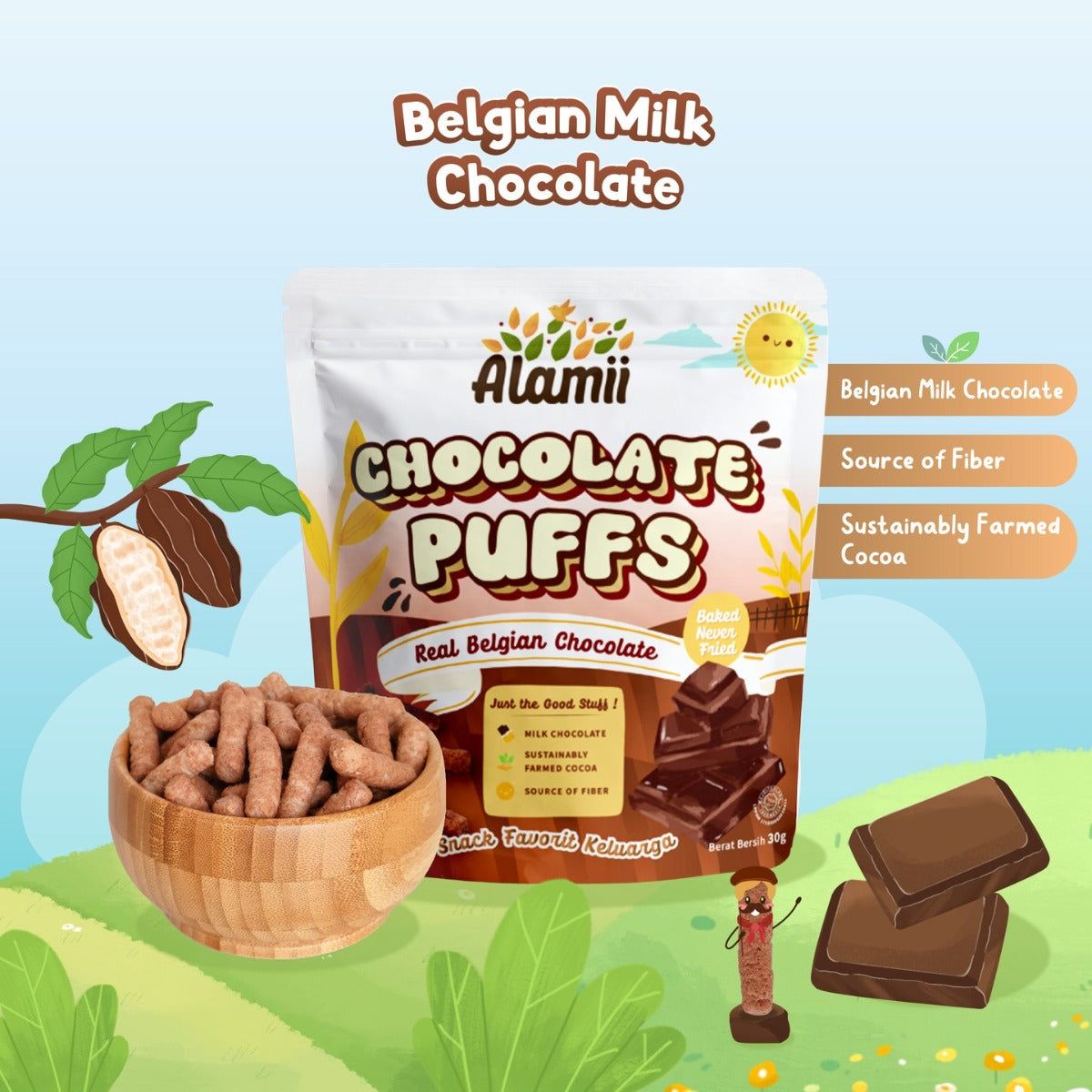 Alamii Chocolate Puffs, 30g x 2pk (Exp 02/26)