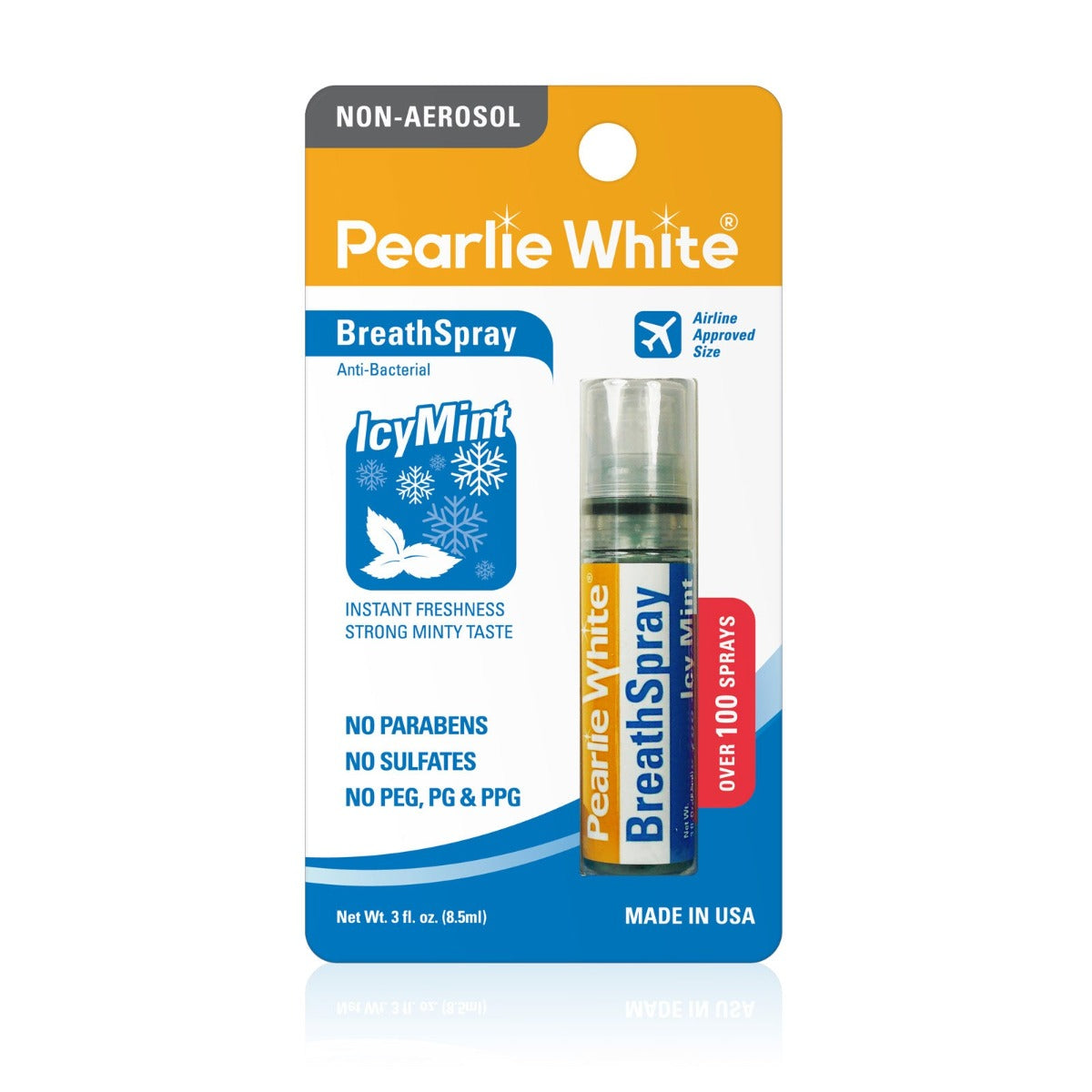 Pearlie White Breath Spray Instant Breath Freshening Sprays (3 x 8.5ml) - Icy Mint - Exp 07/27