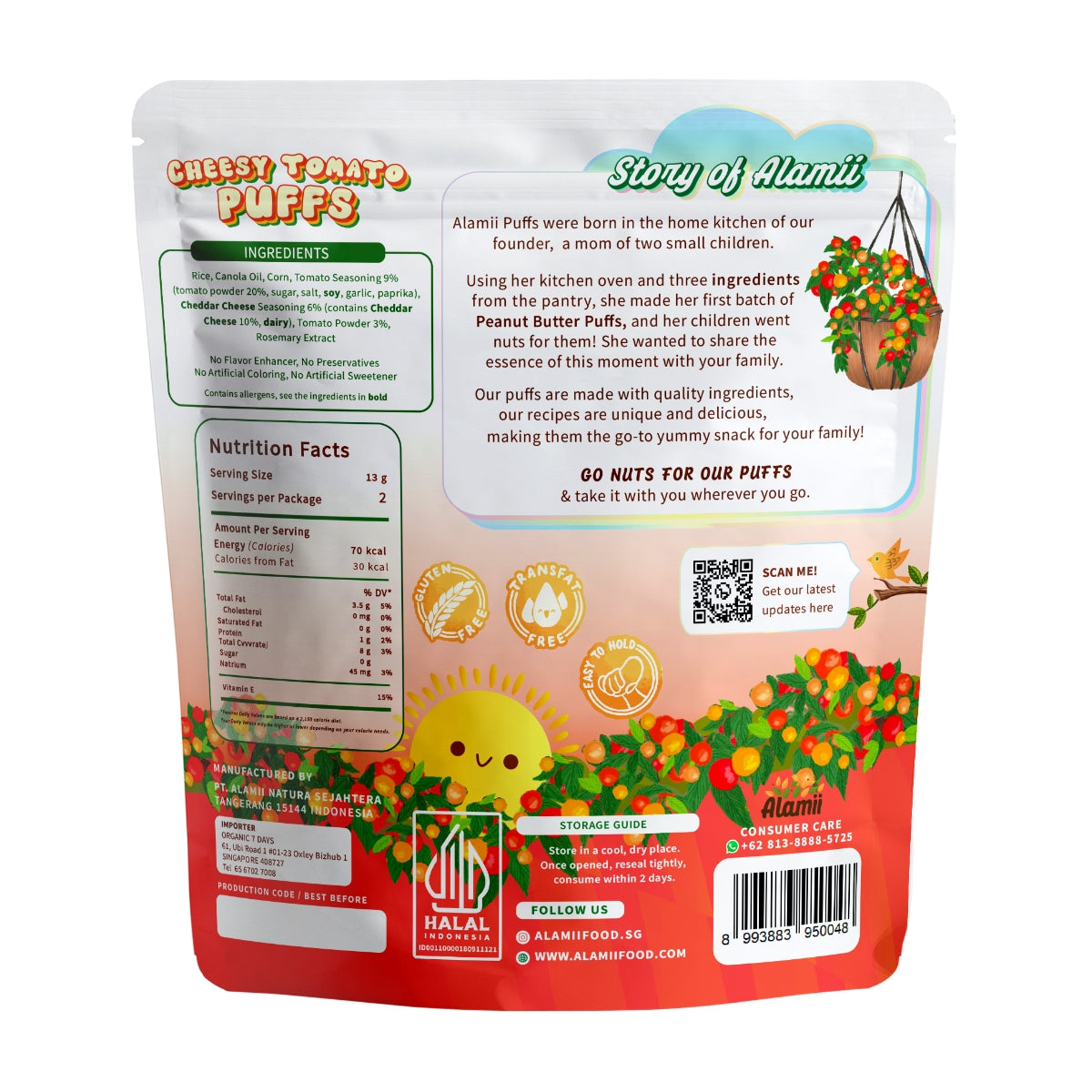 Alamii Cheesy Tomato Puffs, 25g x 2pk (Exp 02/26)